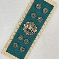 Heritage Lotus Elephant Antique Button & Brooch Set