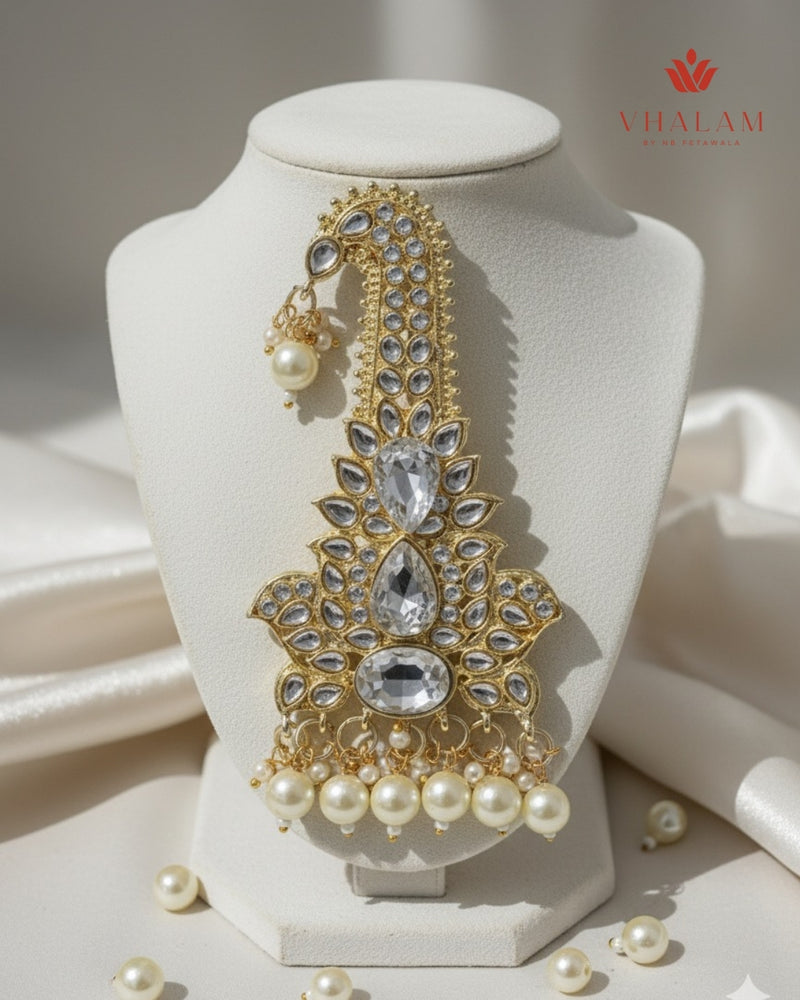Royal Crystal Stone Wedding Turban Brooch