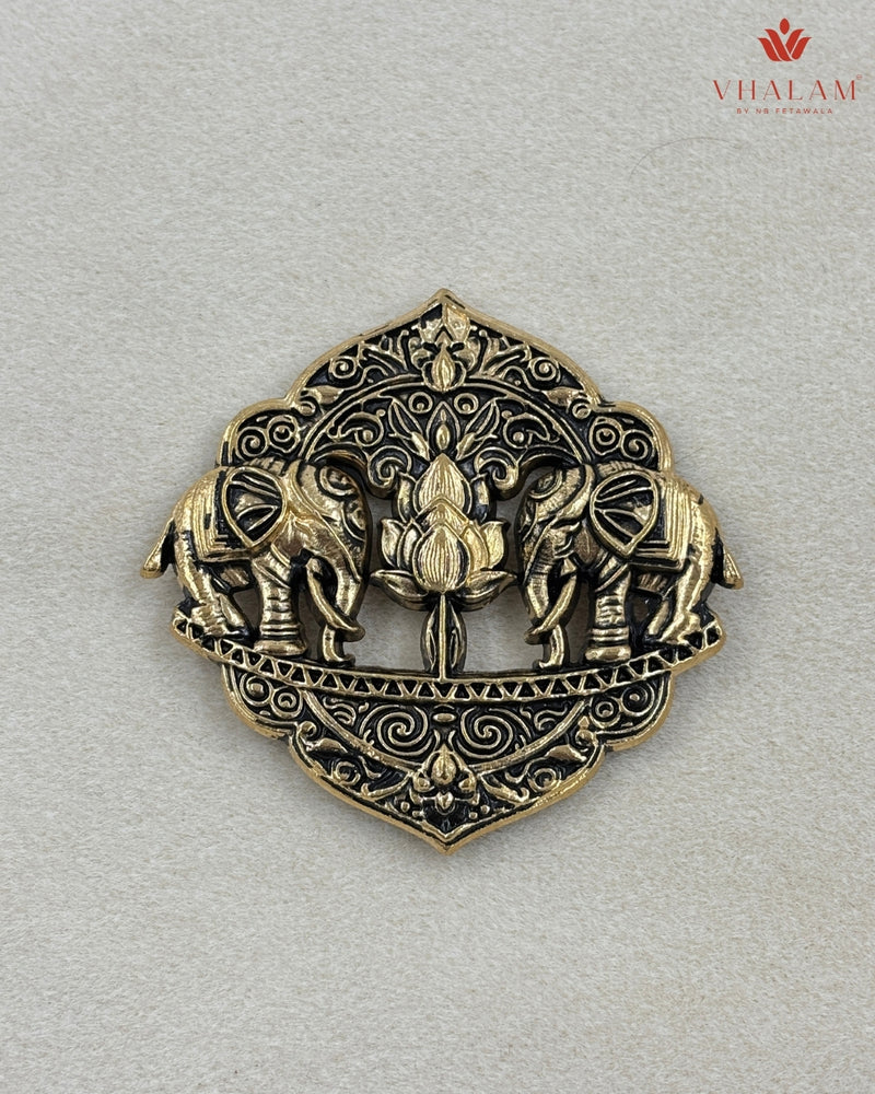 Heritage Lotus Elephant Antique Button & Brooch Set