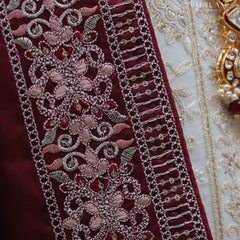 Deep Maroon Shawl for Groom with Embroidered Border