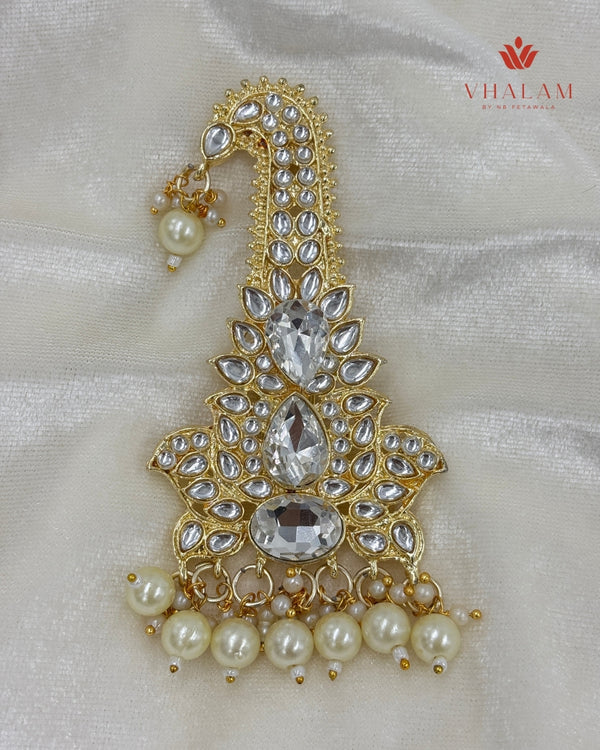 Royal Crystal Stone Wedding Turban Brooch