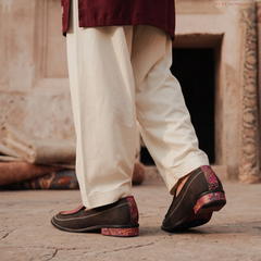Handcrafted Maharaja Printed Maroon Wedding Loafers