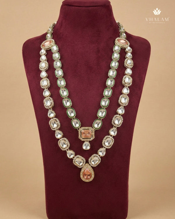 Peach Heritage Polished Gold Double-Layer Mala