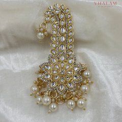 White Floral Kundan and Pearl Turban Brooch