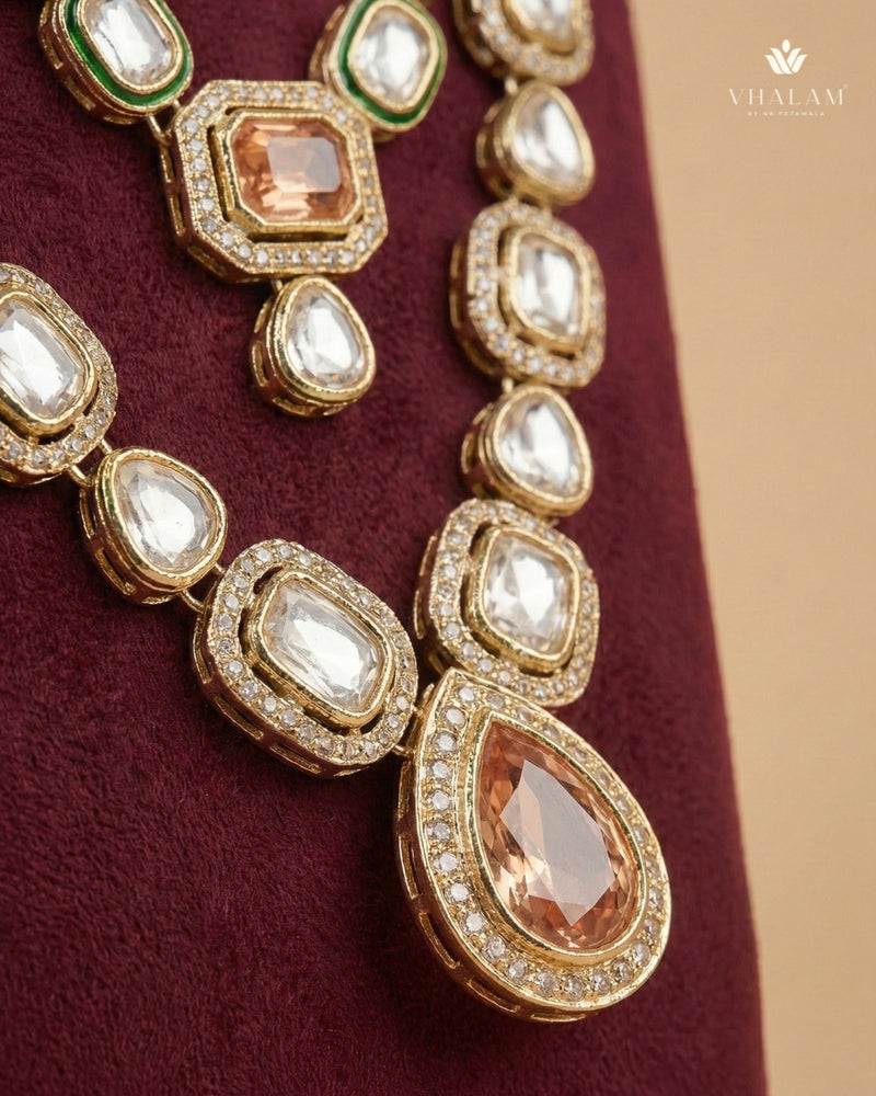Peach Heritage Polished Gold Double-Layer Mala