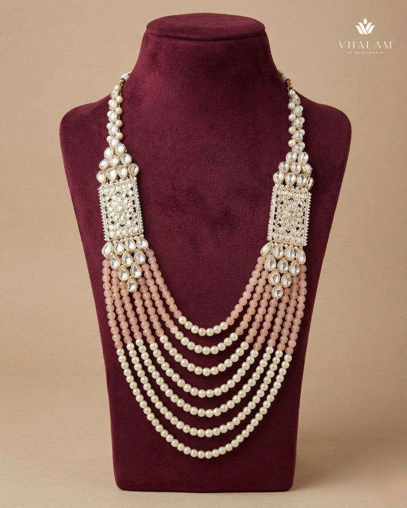 Dulha Peach-Pink & Pearl Layered Mala