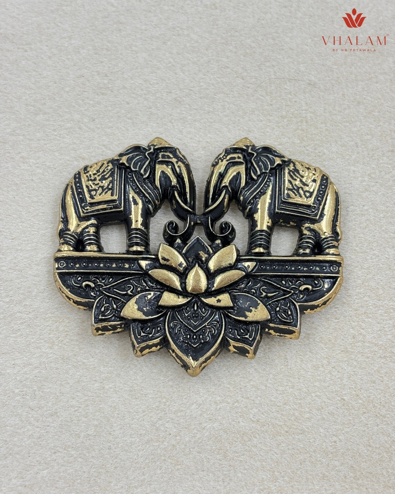 Heritage Lotus Oxy Elephant Antique Button & Brooch Set