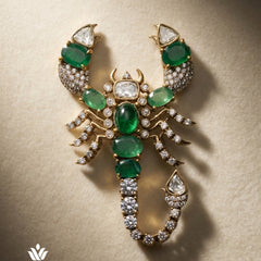 Vrishchik Emerald Green Brooch