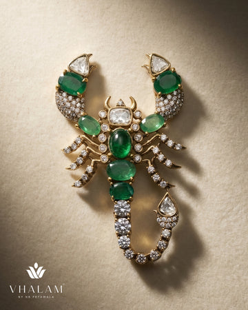 Vrishchik Emerald Green Brooch