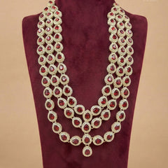Triple-Tiered Crimson Ruby & Polished Gold Mala