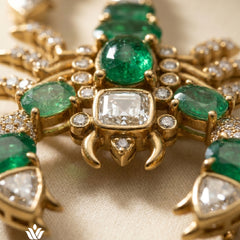Vrishchik Emerald Green Brooch