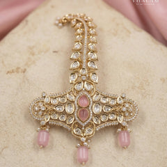 Blush Pink Kundan Kalangi with Bead Drop