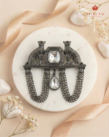 Shahi Vyaghra Diamond-Tone Heritage Brooch
