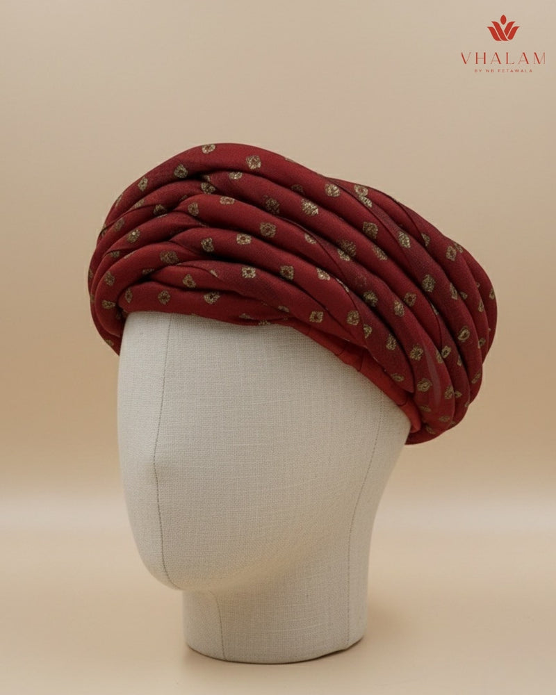 Maroon Bandhani Print Rajasthani Pagdi