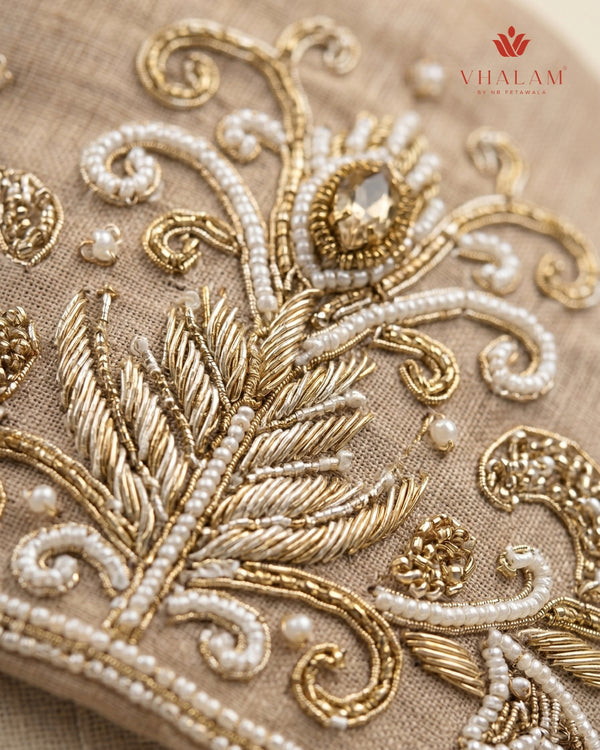 Vhalam Rajvansh Hand-Tied Safa – Champagne Gold