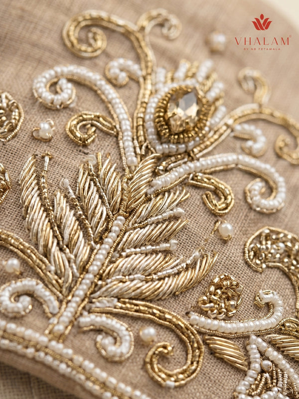 Vhalam Rajvansh Hand-Tied Safa – Champagne Gold