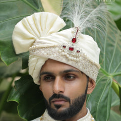 5-Piece Groom's Set for Ivory/Off-White Sherwani