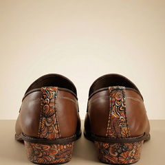 Handcrafted Maharaja Printed Brown Wedding Loafers