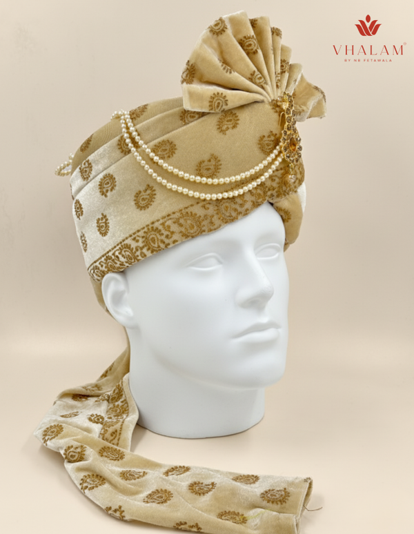 Golden Velvet Dulha Pagdi
