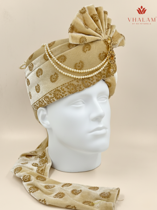 Golden Velvet Dulha Pagdi