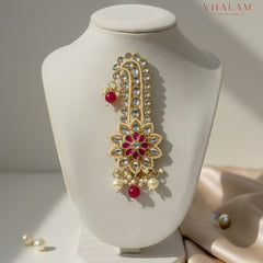 Pink Floral Kundan Wedding Turban Brooch