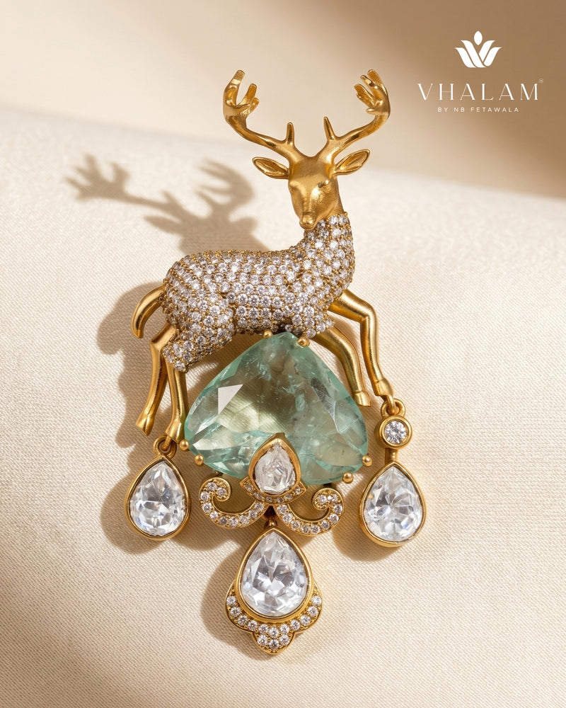 Mriga Aqua Crest Brooch
