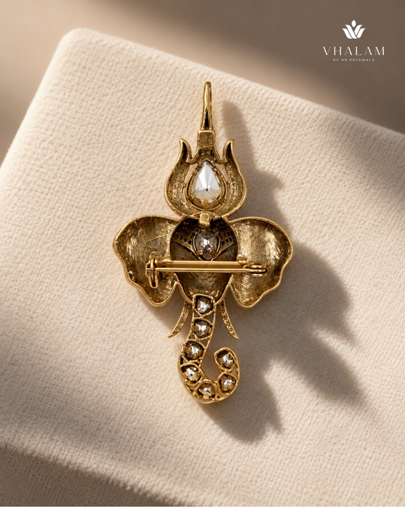 Gajmukhi Green Stones Suit Brooch