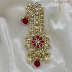 Pink Floral Kundan Wedding Turban Brooch