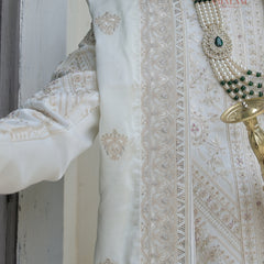 Ivory Groom Shawl with Fine Zari and Sequin Embroidery