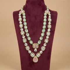Pink Heritage Polished Gold Double-Layer Mala
