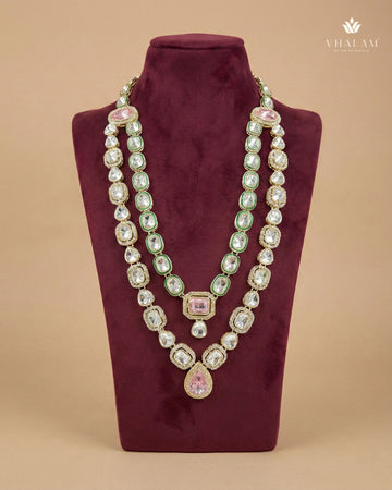 Pink Heritage Polished Gold Double-Layer Mala