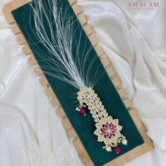 Pink Floral Kundan Wedding Turban Brooch