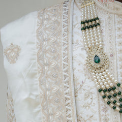 Ivory Groom Shawl with Fine Zari and Sequin Embroidery