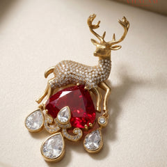 Mriga Ruby Crest Brooch