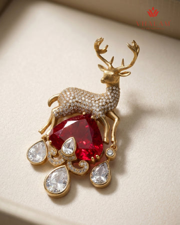 Mriga Ruby Crest Brooch