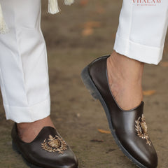 Dark Brown Loafer-Style Mojdi with Handwork – Best Seller