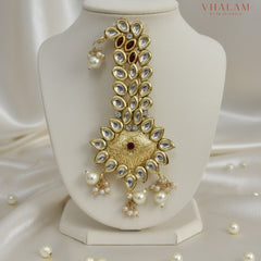 Antique Gold Kundan and Pearl Turban Brooch