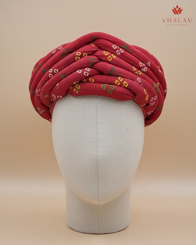 Classic Maroon Bandhani Print Rajasthani Pagdi