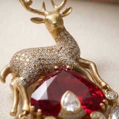 Mriga Ruby Crest Brooch