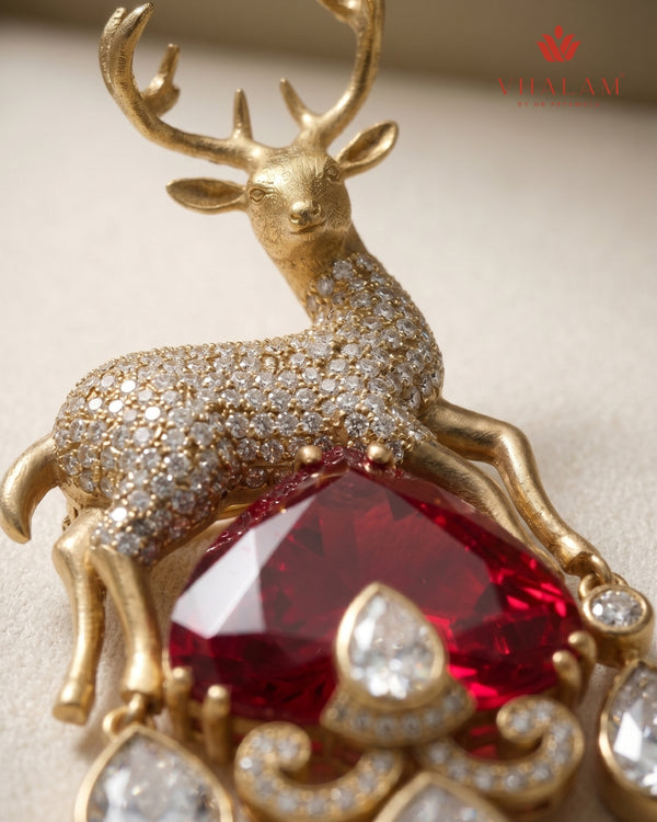 Mriga Ruby Crest Brooch