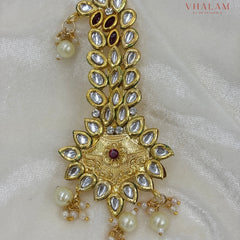 Antique Gold Kundan and Pearl Turban Brooch