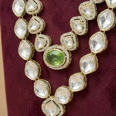 Emerald Heritage Double-Layer Polished Gold Mala