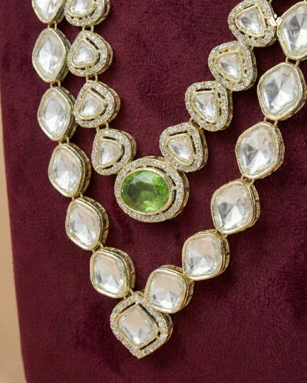 Emerald Heritage Double-Layer Polished Gold Mala