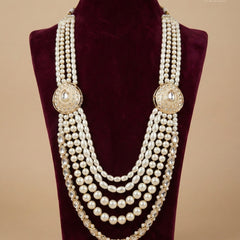 Dulha Royal Ivory Pearl & Kundan Side-Pendant Mala