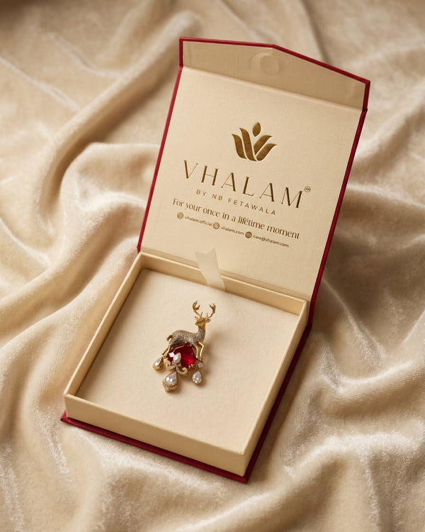 Mriga Ruby Crest Brooch