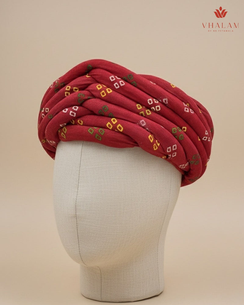 Classic Maroon Bandhani Print Rajasthani Pagdi