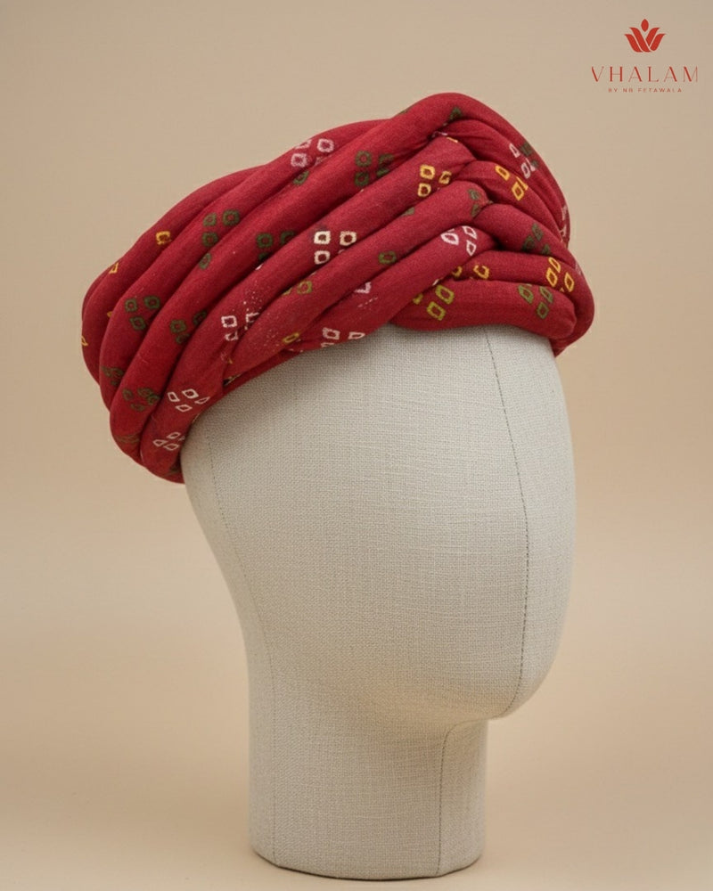 Classic Maroon Bandhani Print Rajasthani Pagdi
