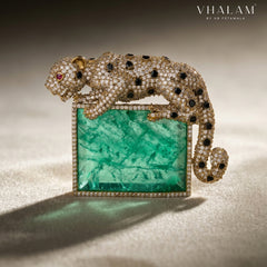 Royal Panther Pastel Green Stone Ceremonial Golden Brooch