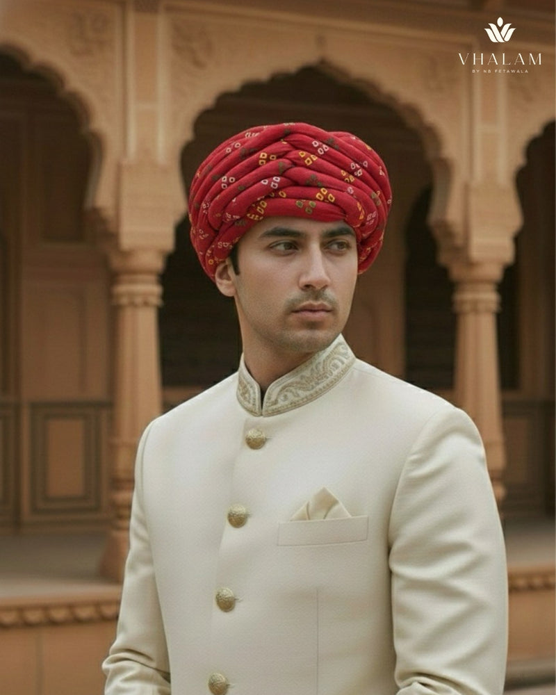 Classic Maroon Bandhani Print Rajasthani Pagdi