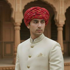 Classic Maroon Bandhani Print Rajasthani Pagdi